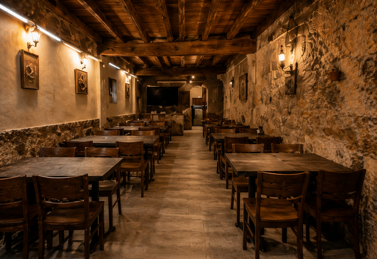 Salón interior de la Pizzería Can Joan